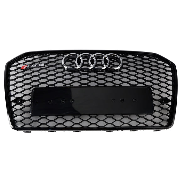 2015-2018 Audi A6 /A6 Sline /S6 C7 RS6 Style Grill Front Bumper Honeycomb Mesh Black Grille