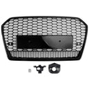 Audi A6/A6 Sline/S6 C7 2015-2018 RS6 Quattro Style Parrilla negra Parrilla de parachoques delantero de malla de panal con emblema de anillo negro-9
