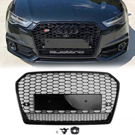 Griglia stile RS6 Quattro per Audi A6/A6 S Line/S6 C7 a nido d'ape nera lucida per il 2015-2018