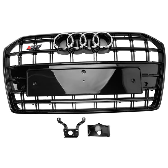 Rejilla estilo S6 para Audi A6/A6 Sline/S6 C7 2016-2018, rejilla negra con listones de malla para parachoques delantero