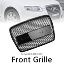2008-2011 Audi A6 /S6 /A6 Sline C6 RS6 Style Grill Front Bumper Honeycomb Sport Mesh Hex Black Grille-3
