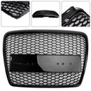 2004-2011 Audi A6 C6 Honeycomb Grill Front Bumper RS Style Black Replacement Grille With Sensor Hole-9