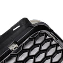 2004-2011 Audi A6 C6 Honeycomb Grill Front Bumper RS Style Black Replacement Grille With Sensor Hole-14