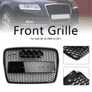2008-2011 Audi A6 /S6 /A6 Sline C6 RS6 Style Grill Front Bumper Honeycomb Sport Mesh Hex Black Grille W/ Emblem-3