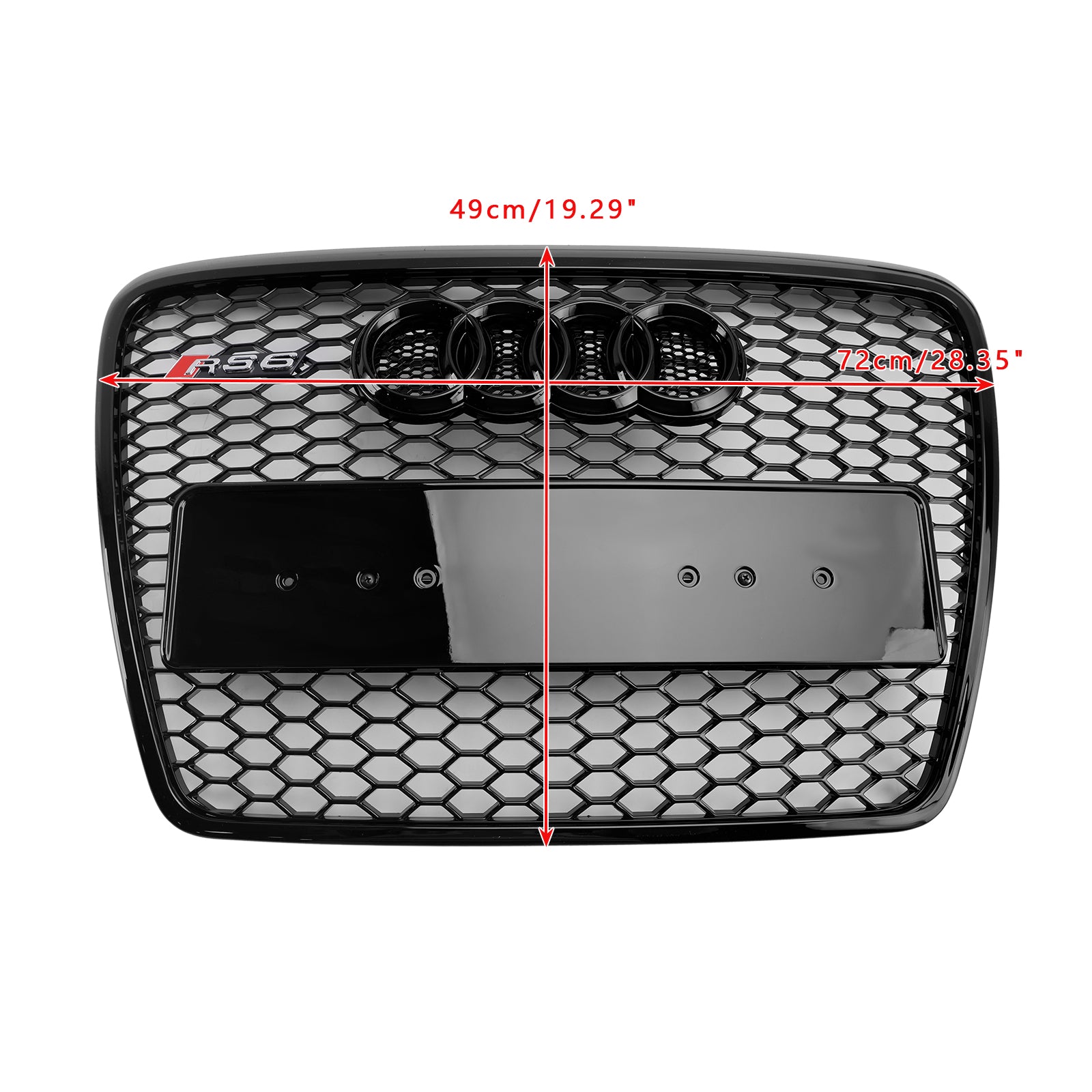 2008-2011 Audi A6 /S6 /A6 Sline C6 RS6 Style Grill Front Bumper Honeycomb Sport Mesh Hex Black Grille W/ Emblem