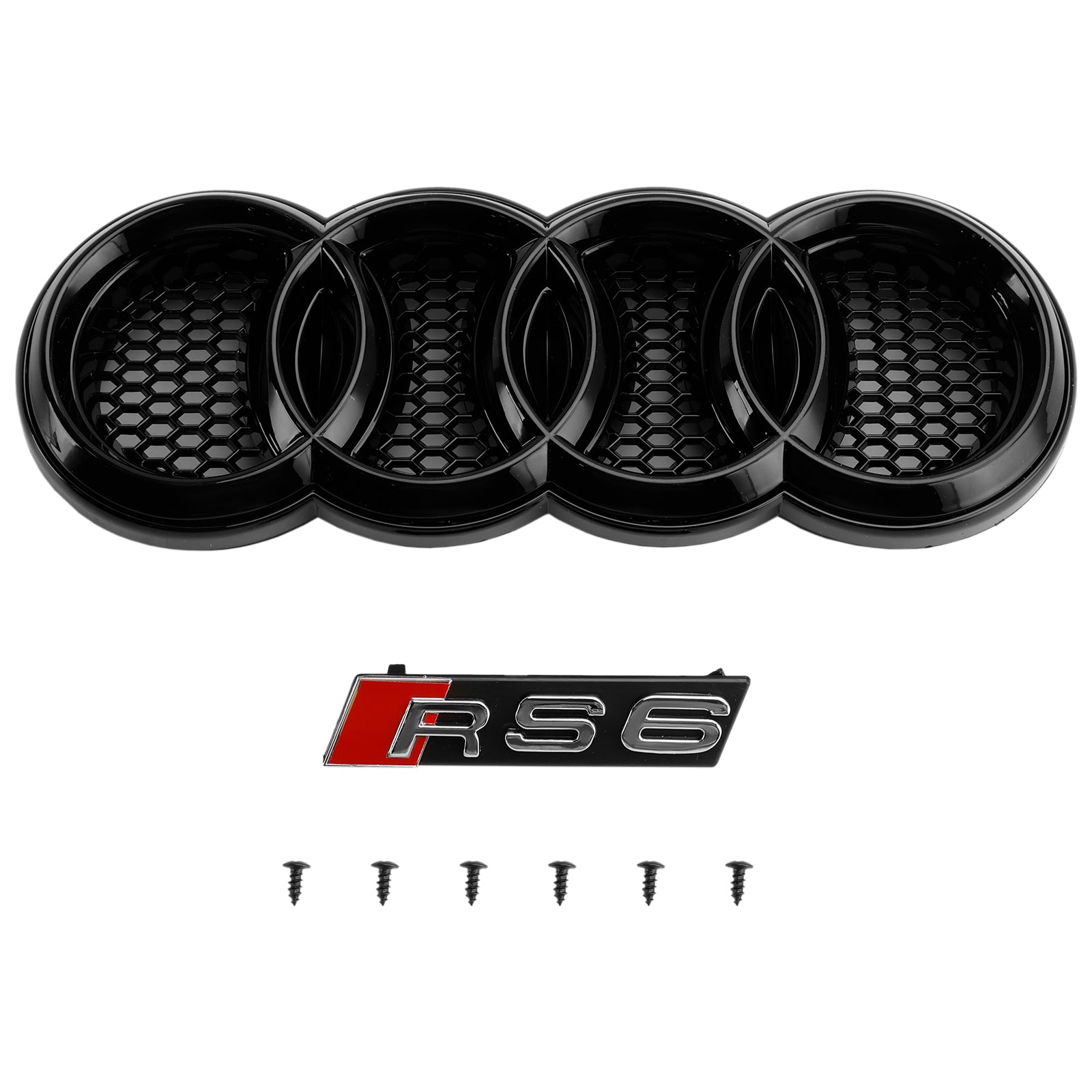 2008-2011 Audi A6 /S6 /A6 Sline C6 RS6 Style Grill Front Bumper Honeycomb Sport Mesh Hex Black Grille W/ Emblem