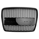 2004-2011 Audi A6 C6 Honeycomb Grill Front Bumper RS Style Black Replacement Grille With Sensor Hole-15