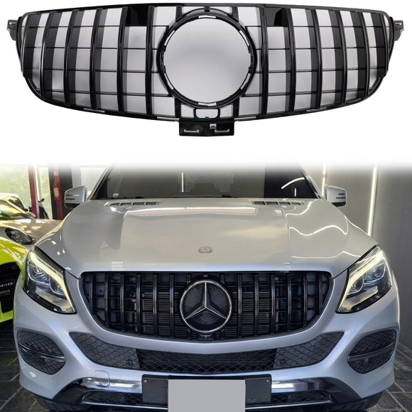 Mercedes Benz Clase GLE W166 Parrilla delantera superior del parachoques GT negra (2015-2018)