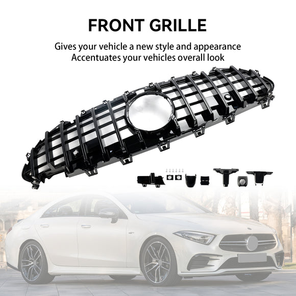 Mercedes Benz Classe CLS 2018-2024 C257 Calandre avant noire brillante Pare-chocs supérieur Style GT Grille de remplacement