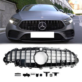 Mercedes Benz CLS-Klasse C257 CLS300/400/350/450/53 2018–2024 Frontstoßstangengrill, Schwarz/Chrom, GT-Stil-Grill