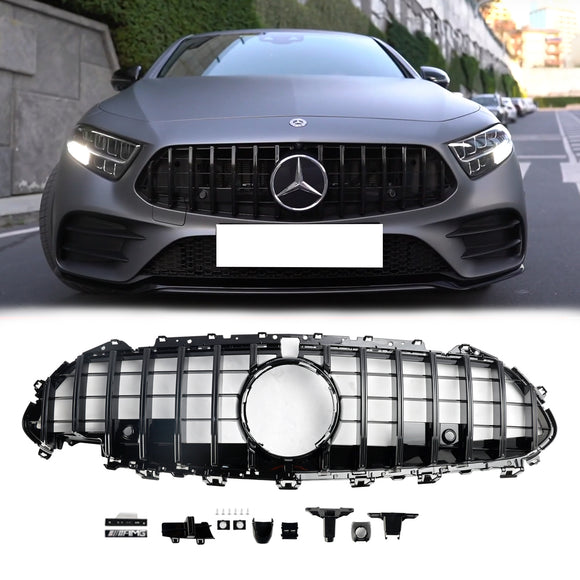 Mercedes Benz Classe CLS C257 CLS300/400/350/450/53 2018-2024 Grille de pare-chocs avant noire/chromée GT Style Grille