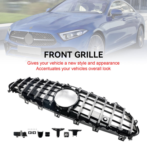 Mercedes Benz Classe CLS C257 CLS300/400/350/450/53 2018-2024 Grille de pare-chocs avant noire/chromée GT Style Grille