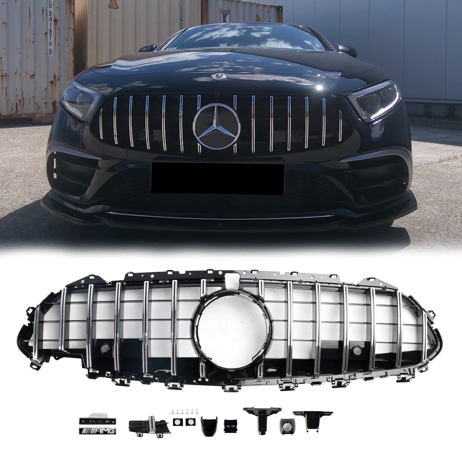 Grille de pare-chocs avant noire/chromée de style GT pour Mercedes Benz Classe CLS C257 CLS300/400/350/450/53 2018-2024