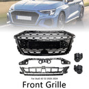 Parrilla estilo Audi A3/A3 Sline/S3 RS3 2020-2024, parachoques delantero, rejilla de repuesto negra tipo panal-3