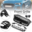 Parrilla estilo Audi A3/A3 Sline/S3 RS3 2020-2024, parachoques delantero, rejilla de repuesto negra tipo panal-4