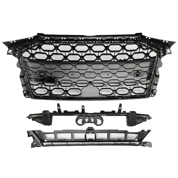 Parrilla estilo Audi A3/A3 Sline/S3 RS3 2020-2024, parachoques delantero, rejilla de repuesto negra tipo panal