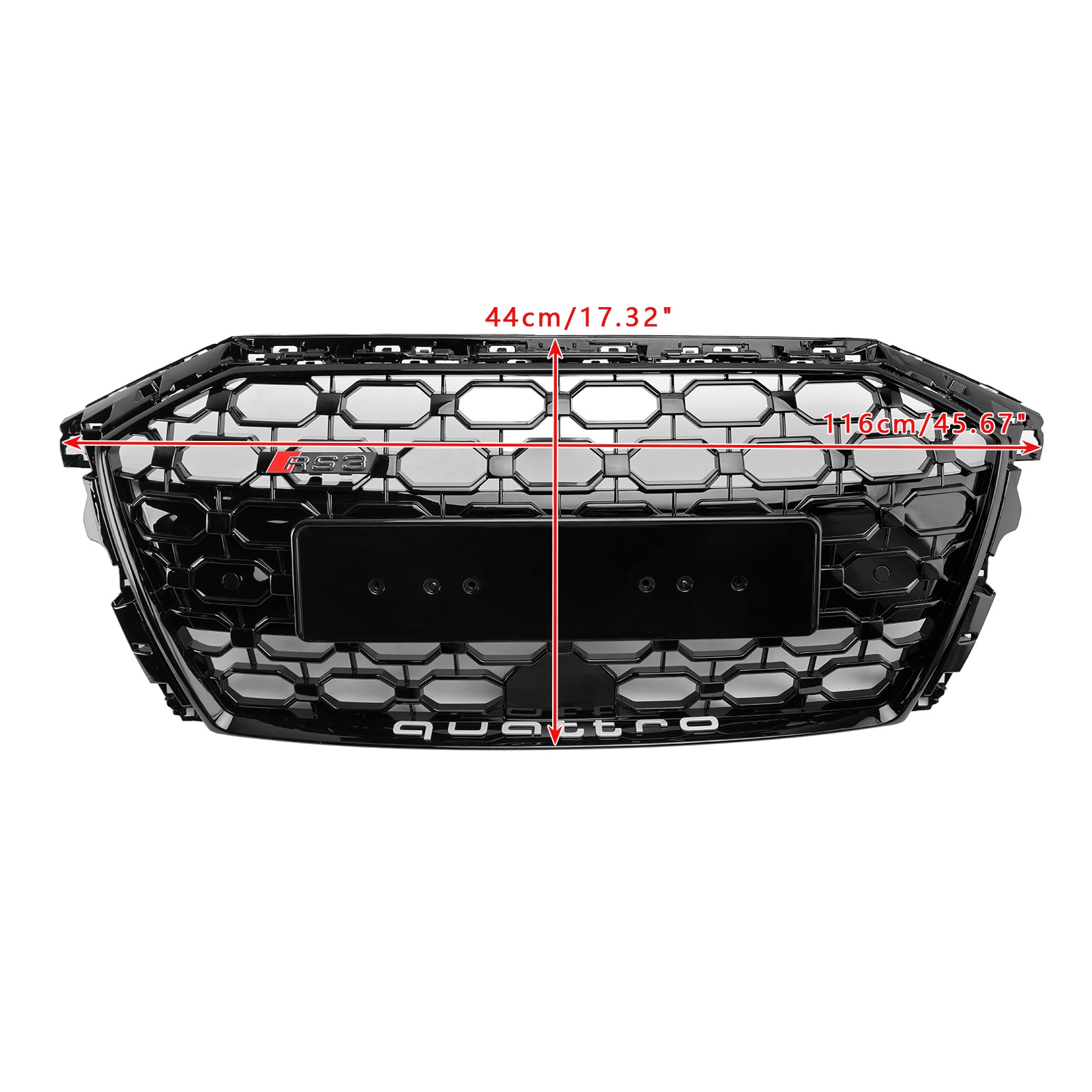 2020-2024 Audi A3 / S3 RS3 Style Honeycomb Grill Front Bumper Glossy Black Grille