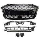 Parrilla estilo Audi A3/A3 Sline/S3 RS3 2020-2024, parachoques delantero, rejilla de repuesto negra tipo panal-11