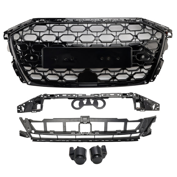 Parrilla estilo Audi A3/A3 Sline/S3 RS3 2020-2024, parachoques delantero, rejilla de repuesto negra tipo panal