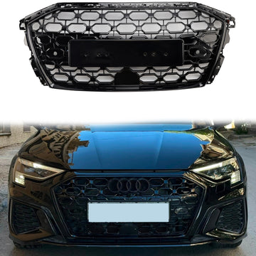 Audi A3/A3 Sline/S3 2020-2024 hunajakenno etusäleikkö ylempi puskuri RS Style kiiltävä musta säleikkö