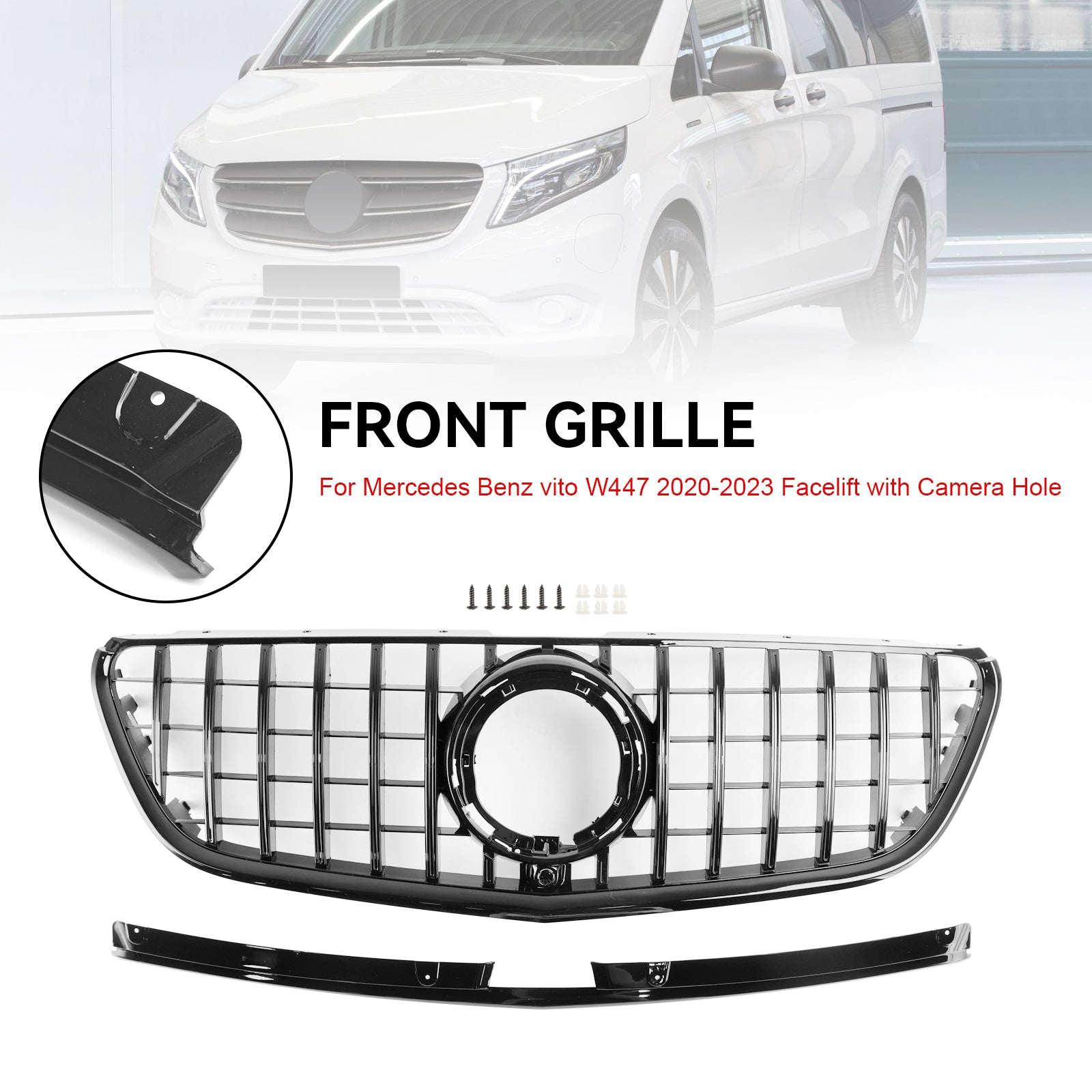 2020-2023 Mercedes Benz vito W447 111CDI 114CDI 116CDI 119CDI Facelift Black Front Grill GT Style Grille