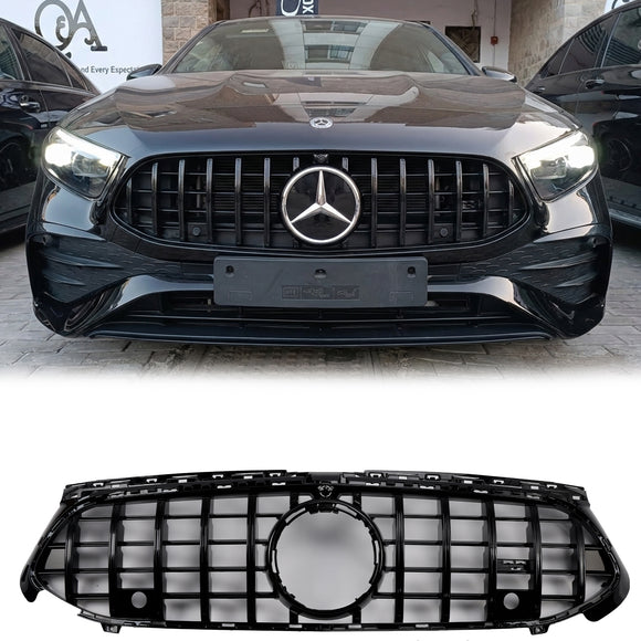 Mercedes-Benz Classe A W177 Grade dianteira estilo GTR 2023-2025 em preto brilhante