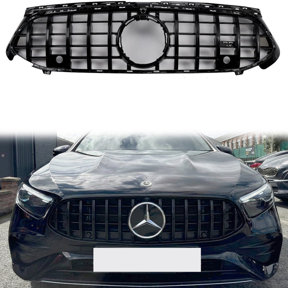 Mercedes-Benz Classe A W177 Grade dianteira estilo GTR 2023-2025 em preto brilhante
