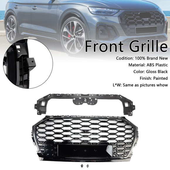 2021-2025 Audi Q5 / SQ5 RSQ5 Style Grille Front Bumper Honeycomb Mesh Black Grill