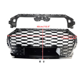 Audi Q5/Q5 Sline/SQ5 2021-2024 Grade dianteira em favo de mel Substituição do para-choque superior Preto RS Style Grill - 0