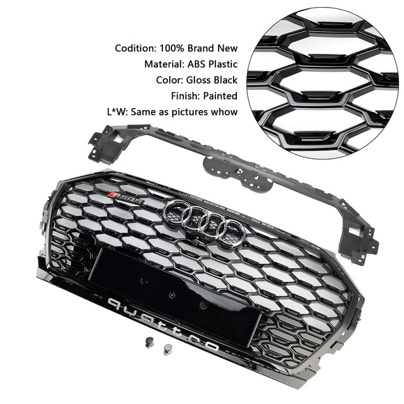 2021-2025 Audi Q5/SQ5 RSQ5 griglia stile paraurti anteriore maglia a nido d'ape griglia nera con anello emblema