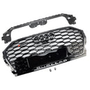 2021-2025 Audi Q5/SQ5 RSQ5 griglia stile paraurti anteriore maglia a nido d'ape griglia nera con anello emblema-10
