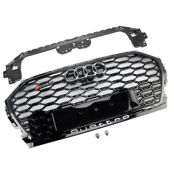 2021-2025 Audi Q5/SQ5 RSQ5 griglia stile paraurti anteriore maglia a nido d'ape griglia nera con anello emblema