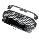 2021-2025 Audi Q5/SQ5 RSQ5 griglia stile paraurti anteriore maglia a nido d'ape griglia nera con anello emblema-12