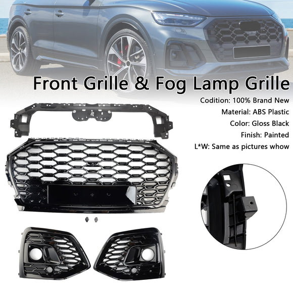 Audi Q5 Sline / SQ5 2021-2025 RS Style Front Bumper Grille Honeycomb Grill & Fog Light Grille