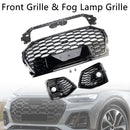 Audi Q5 Sline / SQ5 2021-2025 RS Style Front Bumper Grille Honeycomb Grill & Fog Light Grille-4