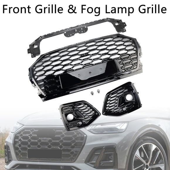 Audi Q5 Sline / SQ5 2021-2025 RS Style Front Bumper Grille Honeycomb Grill & Fog Light Grille