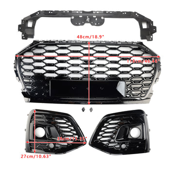 Audi Q5 Sline / SQ5 2021-2025 RS Style Front Bumper Grille Honeycomb Grill & Fog Light Grille - 0
