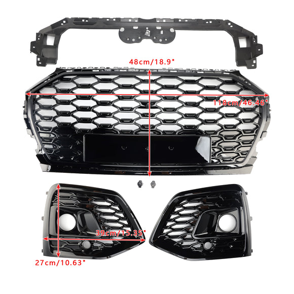 Audi Q5 Sline / SQ5 2021-2025 RS Style Front Bumper Grille Honeycomb Grill & Fog Light Grille