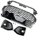 Audi Q5 Sline / SQ5 2021-2025 RS Style Front Bumper Grille Honeycomb Grill & Fog Light Grille-10