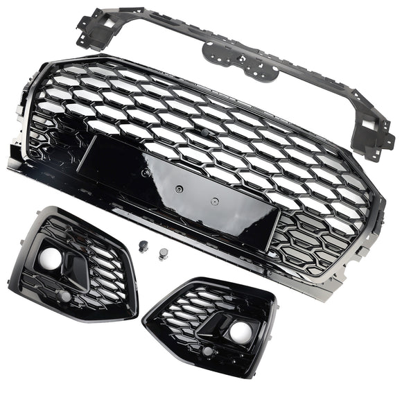 Audi Q5 Sline / SQ5 2021-2025 RS Style Front Bumper Grille Honeycomb Grill & Fog Light Grille