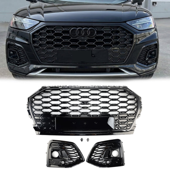 Audi Q5 Sline / SQ5 2021-2025 RS Style Front Bumper Grille Honeycomb Grill & Fog Light Grille