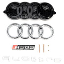 2021-2025 Audi Q5/SQ5 RSQ5 griglia stile paraurti anteriore maglia a nido d'ape griglia nera con anello emblema-9