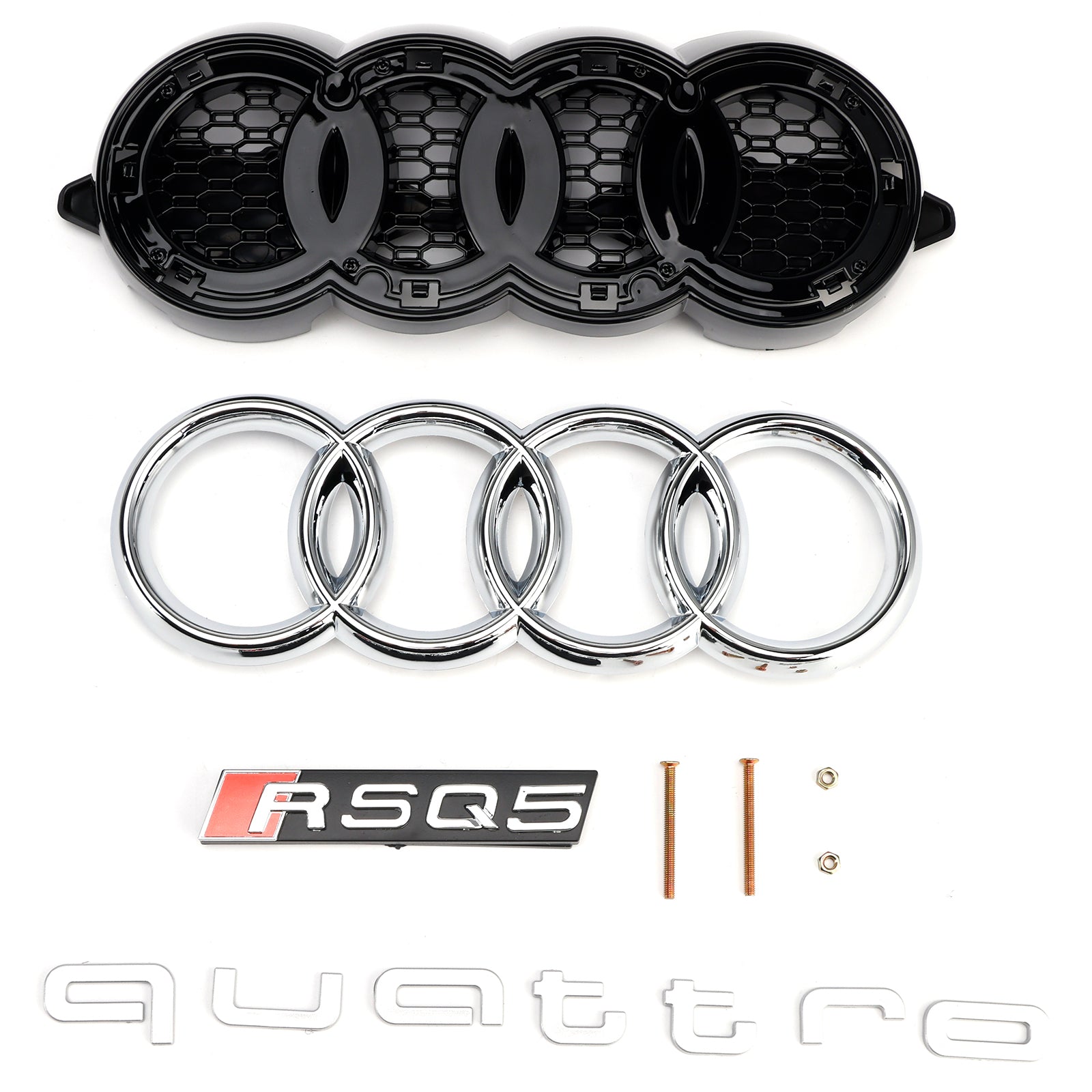 Parrilla delantera tipo panal estilo RS para Audi Q5 Sline 2021-2025 & Cubierta de luz antiniebla
