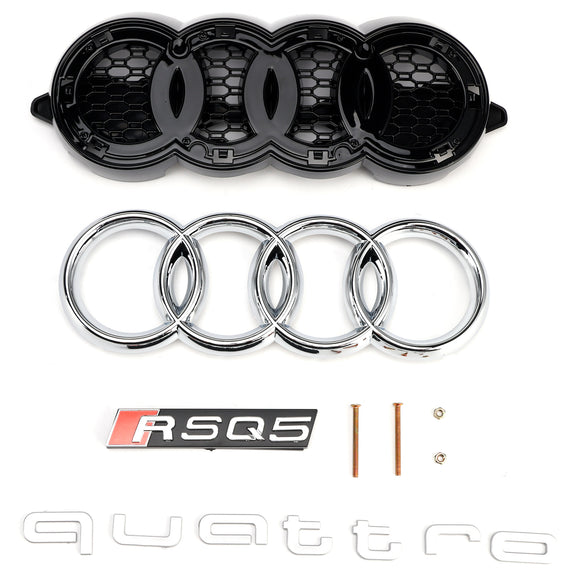 2021-2025 Audi Q5/SQ5 RSQ5 griglia stile paraurti anteriore maglia a nido d'ape griglia nera con anello emblema