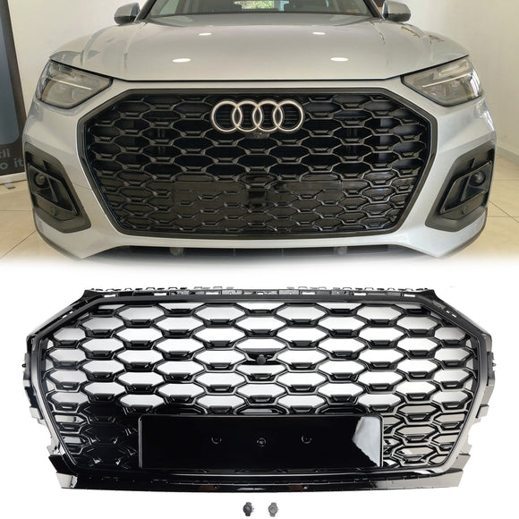 Audi Q5/Q5 Sline/SQ5 2021-2024 hunajakenno etusäleikkö ylempi puskurin vaihto Musta RS Style Grill
