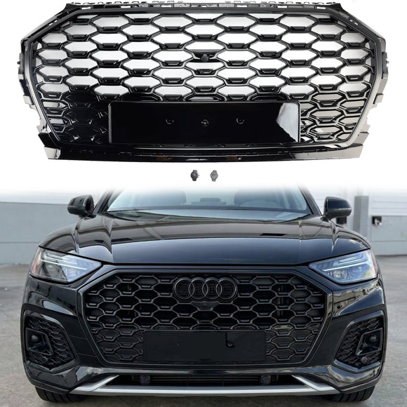 Audi Q5/Q5 Sline/SQ5 2021-2024 hunajakenno etusäleikkö ylempi puskurin vaihto Musta RS Style Grill