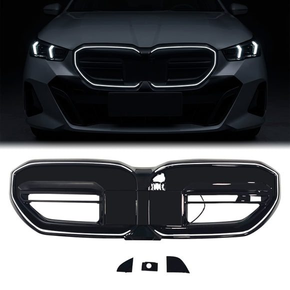 BMW 5-serie i5 G60 G61 2024-2026 M60-stil Grill Främre stötfångare Svart Ersättningsgrill med LED