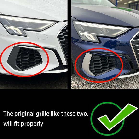 2021-2023 Audi A3 Sline/S3 8Y Griglia inferiore a nido d'ape Paraurti anteriore Fendinebbia Copertura griglia nera 8YG807671A 8YG807672A