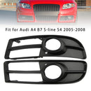 2005-2008 audi a4 s-line/s4 b7 favo de mel grade de luz de nevoeiro amortecedor dianteiro inferior grill preto capa 8e0807681f 8e0807682f-11