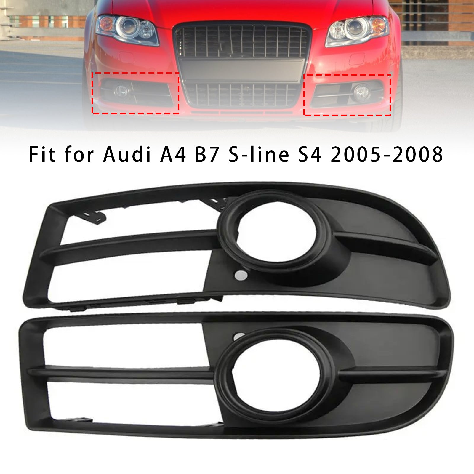 2005-2008 Audi A4 S-Line/S4 B7 Griglia fendinebbia a nido d'ape Paraurti anteriore Griglia inferiore Copertura nera 8E0807681F 8E0807682F